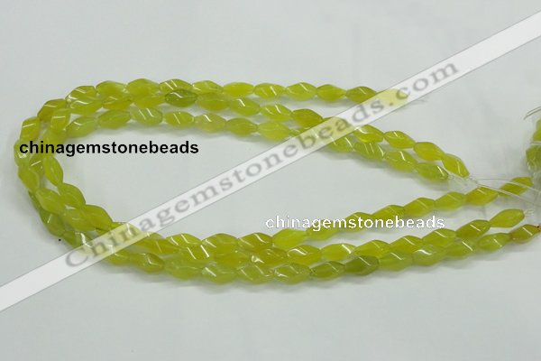 CKA21 15.5 inches 6*12mm twisted rice Korean jade gemstone beads