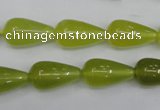 CKA212 15.5 inches 10*18mm teardrop Korean jade gemstone beads