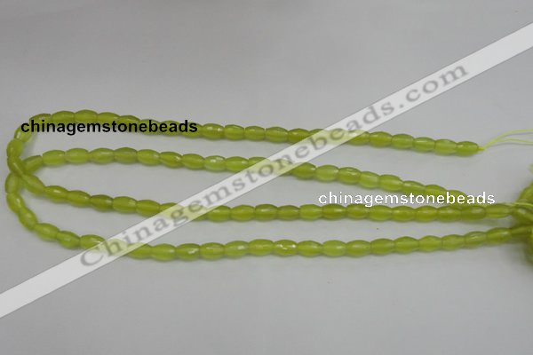 CKA225 15.5 inches 6*8mm faceted rice Korean jade gemstone beads