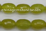 CKA227 15.5 inches 12*16mm faceted rice Korean jade gemstone beads