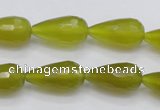 CKA229 15.5 inches 10*20mm faceted teardrop Korean jade gemstone beads