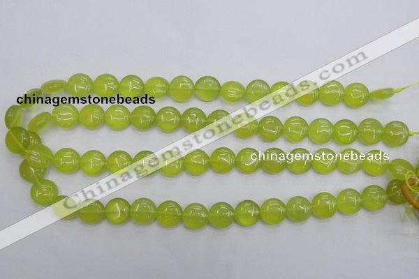 CKA236 15.5 inches 12mm flat round Korean jade gemstone beads