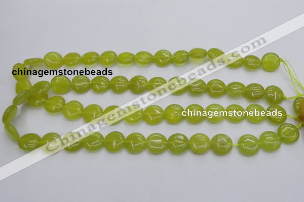 CKA237 15.5 inches 14mm flat round Korean jade gemstone beads