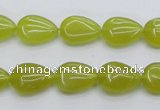 CKA255 15.5 inches 10*14mm flat teardrop Korean jade gemstone beads