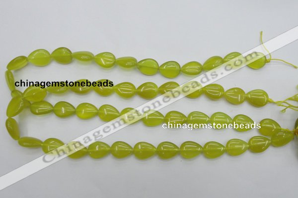 CKA256 15.5 inches 12*16mm flat teardrop Korean jade gemstone beads