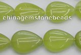 CKA257 15.5 inches 15*20mm flat teardrop Korean jade gemstone beads