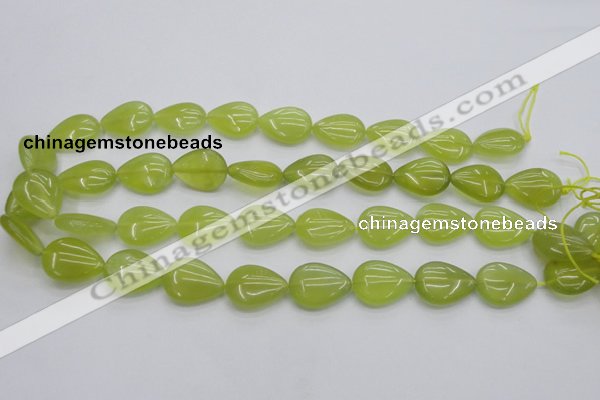 CKA257 15.5 inches 15*20mm flat teardrop Korean jade gemstone beads