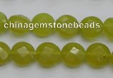 CKA266 15.5 inches 12mm faceted coin Korean jade gemstone beads