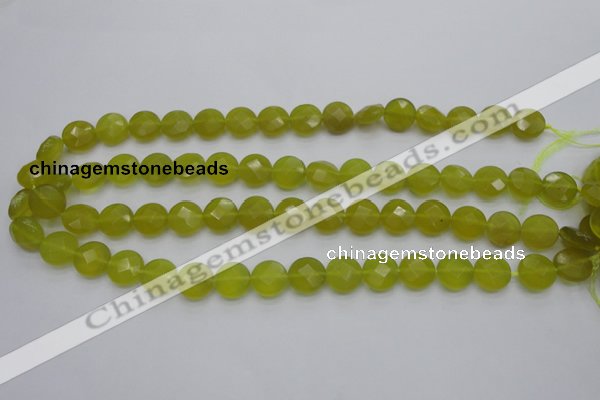 CKA266 15.5 inches 12mm faceted coin Korean jade gemstone beads