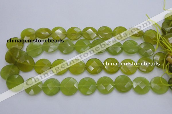 CKA267 15.5 inches 20mm faceted coin Korean jade gemstone beads