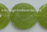 CKA268 15.5 inches 30mm faceted coin Korean jade gemstone beads