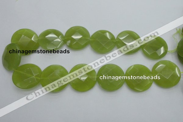 CKA268 15.5 inches 30mm faceted coin Korean jade gemstone beads