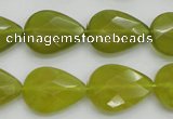 CKA275 15.5 inches 15*20mm faceted flat teardrop Korean jade gemstone beads