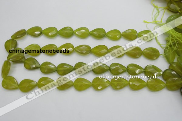 CKA275 15.5 inches 15*20mm faceted flat teardrop Korean jade gemstone beads