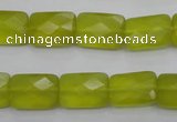 CKA280 15.5 inches 10*14mm faceted rectangle Korean jade gemstone beads