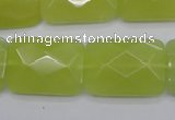 CKA283 15.5 inches 18*25mm faceted rectangle Korean jade gemstone beads