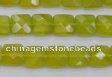 CKA285 15.5 inches 10*10mm faceted square Korean jade gemstone beads