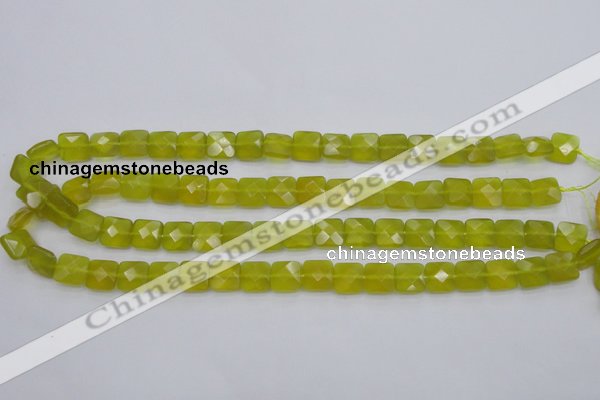 CKA285 15.5 inches 10*10mm faceted square Korean jade gemstone beads