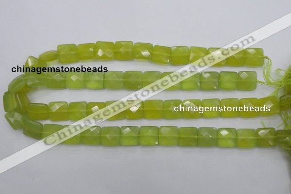 CKA286 15.5 inches 14*14mm faceted square Korean jade gemstone beads