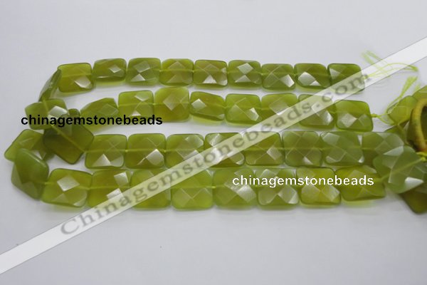 CKA287 15.5 inches 20*20mm faceted square Korean jade gemstone beads