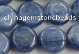 CKC514 15.5 inches 14mm flat round natural Brazilian kyanite beads