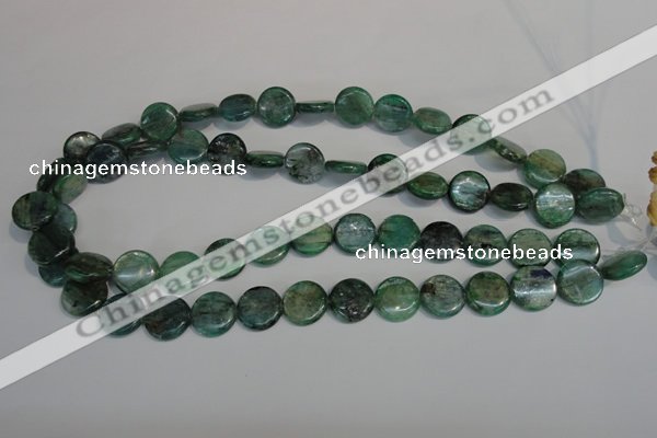 CKC60 15.5 inches 14mm flat round natural green kyanite beads