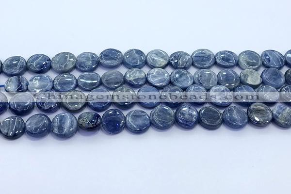 CKC816 15 inches 11mm - 12mm flat round blue kyanite beads