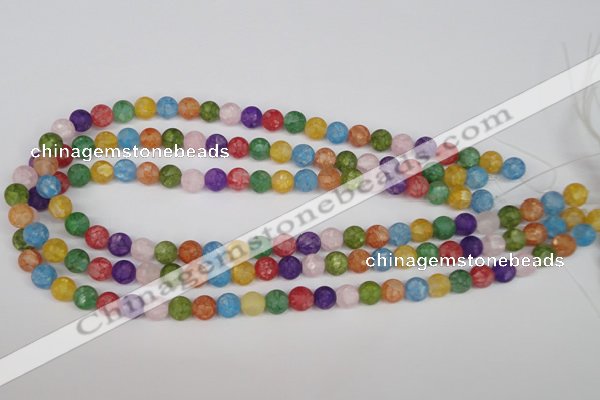 CKQ03 15.5 inches 8mm round matte dyed crackle quartz beads