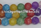 CKQ04 15.5 inches 10mm round matte dyed crackle quartz beads