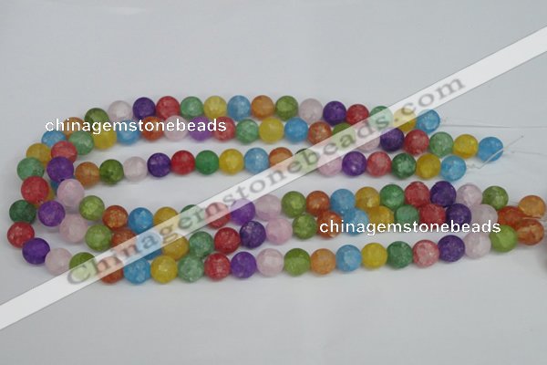 CKQ04 15.5 inches 10mm round matte dyed crackle quartz beads