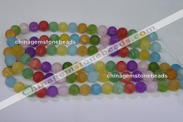 CKQ05 15.5 inches 12mm round matte dyed crackle quartz beads
