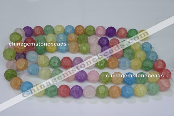 CKQ06 15.5 inches 14mm round matte dyed crackle quartz beads