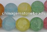 CKQ07 15.5 inches 16mm round matte dyed crackle quartz beads