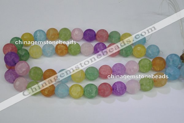 CKQ07 15.5 inches 16mm round matte dyed crackle quartz beads