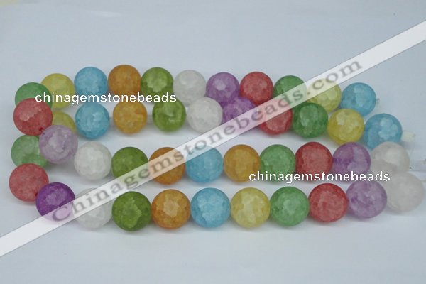 CKQ08 15.5 inches 18mm round matte dyed crackle quartz beads