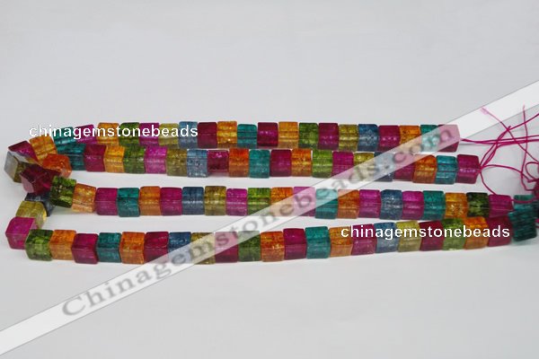 CKQ115 15.5 inches 8*8mm cube dyed crackle quartz beads