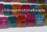 CKQ116 15.5 inches 10*10mm cube dyed crackle quartz beads