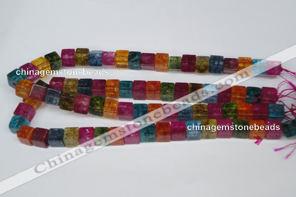 CKQ116 15.5 inches 10*10mm cube dyed crackle quartz beads