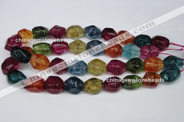 CKQ118 15.5 inches 15*20mm nuggets dyed crackle quartz beads