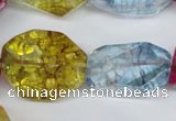 CKQ119 15.5 inches 16*26mm faceted nuggets dyed crackle quartz beads