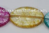 CKQ123 15.5 inches 30*40mm oval dyed crackle quartz beads