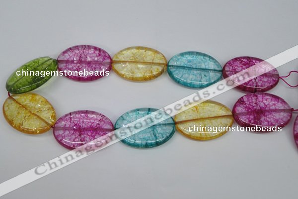 CKQ123 15.5 inches 30*40mm oval dyed crackle quartz beads