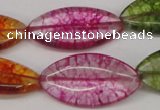 CKQ124 15.5 inches 15*30mm marquise dyed crackle quartz beads