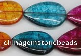 CKQ125 15.5 inches 18*25mm flat teardrop dyed crackle quartz beads