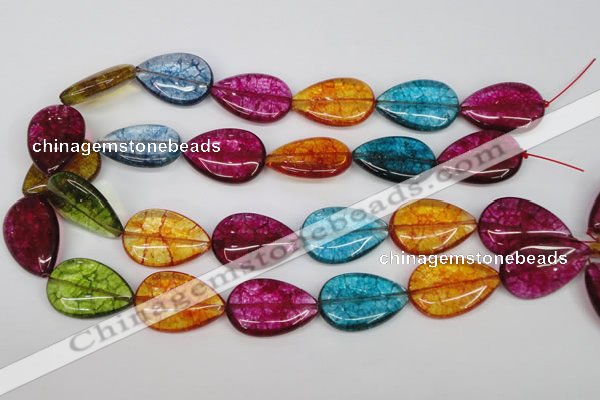 CKQ125 15.5 inches 18*25mm flat teardrop dyed crackle quartz beads