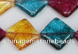 CKQ132 15.5 inches 20*20mm diamond dyed crackle quartz beads