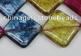 CKQ133 15.5 inches 25*25mm diamond dyed crackle quartz beads