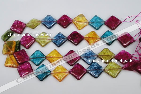 CKQ133 15.5 inches 25*25mm diamond dyed crackle quartz beads