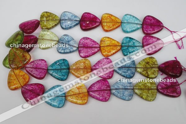 CKQ136 15.5 inches 25*25mm triangle dyed crackle quartz beads