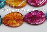 CKQ140 15.5 inches 20*30mm twisted oval dyed crackle quartz beads